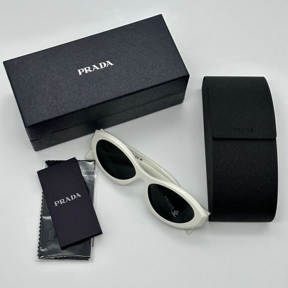 BRAND NEW PRADA PR26ZS 17K08Z Talc/Dark Grey Women Sunglasses - Picture 12 of 14